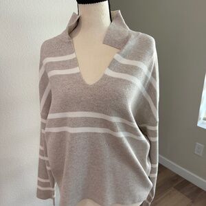 Cyrus Striped Collared Sweater, Small
